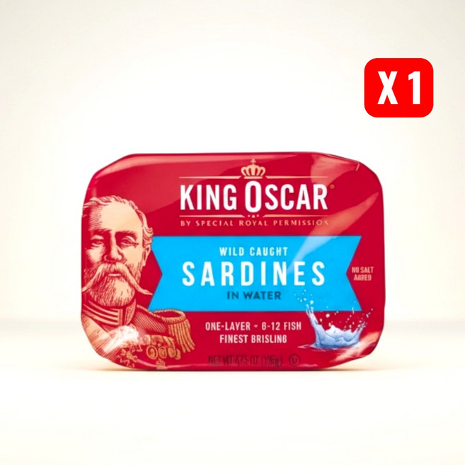 King Oscar 野生捕撈 水煮無鹽沙丁魚, 106g, 1個
