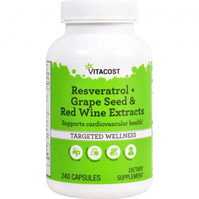 Vitacost Resveratrol + Grape Seed & 레드 Wine Extracts -- 240 Capsules, Vitacost Resveratrol + Grape S - 쿠팡