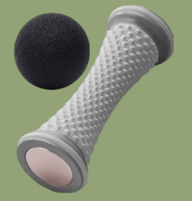 유니퀘어 족저근막염 풋롤러 마사지볼 세트 발바닥 종아리 지압 근막이완 도구, 그레이/블랙, 1세트