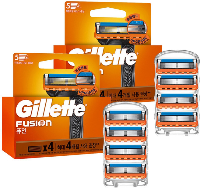 질레트 퓨전 매뉴얼 면도날, 4개입, 2개