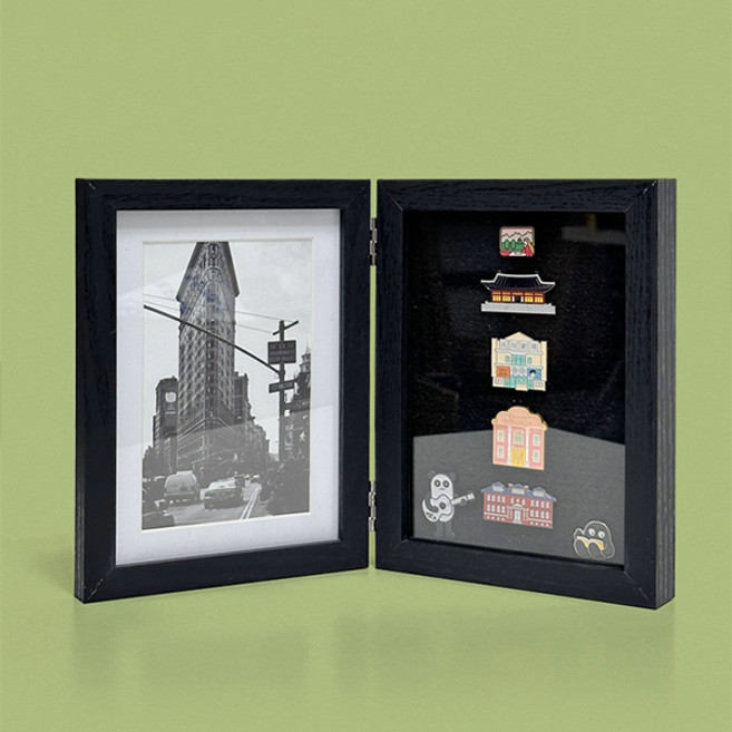 뱃지 커버 프레임 5X7 접이식액자, 블랙핀보드, 1개