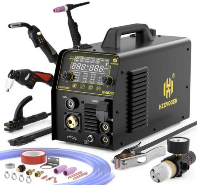 HZXVOGEN 270A 6 in 1 알루미늄 용접기 컷 MIG 가스 가슬리 MMA HF TIG 디지털 스크린 2T 4T 스폿 용접 인버터 용접기, HVM270, 1개, 1) HVM270 New