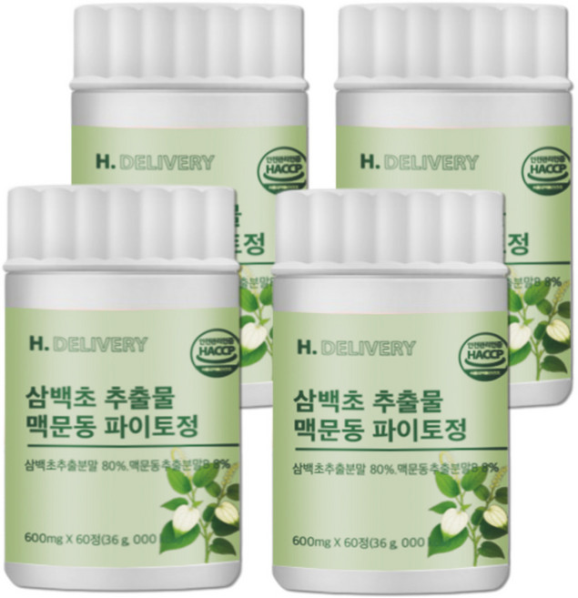 국산 삼백초 추출물 맥문동 파이토 정 식약청인증 H.딜리버리, 4개, 60정