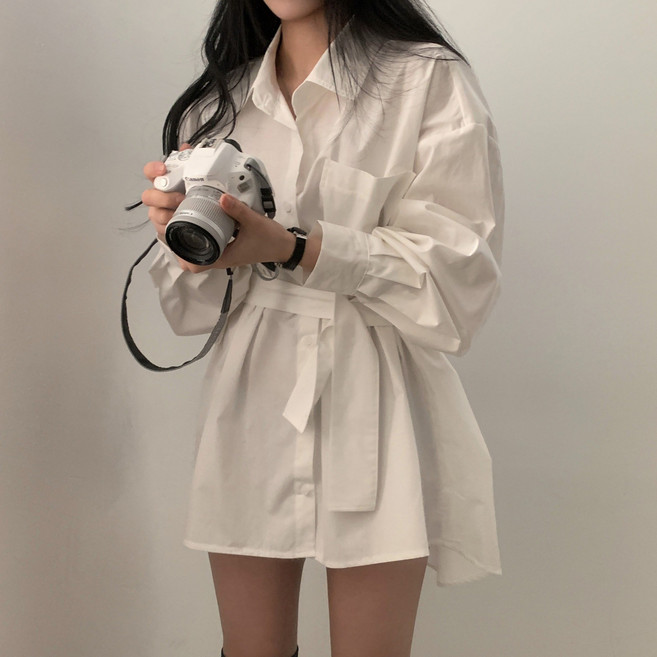 마리하우스 셔츠원피스+허리끈 세트 원피스