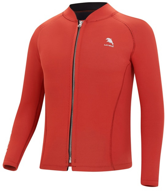 웻슈트 상의 남성용 네오프렌 잠수복 스플릿 긴팔 서핑 스노클 탑 재킷 따뜻한 수상 스포츠 다이빙 카약 2m, 04 빨간_02 L