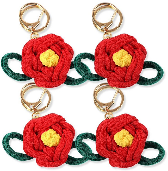 아트랄라 양말목 공예 동백꽃 키링만들기 취미 키트, 4개