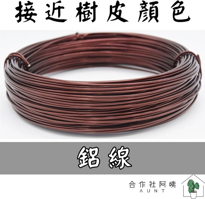 合作社阿姨 AUNT 園藝造型鋁線 古銅色盆栽雕塑軟鋁線, 1個, 1.0MM 直徑 5米/包