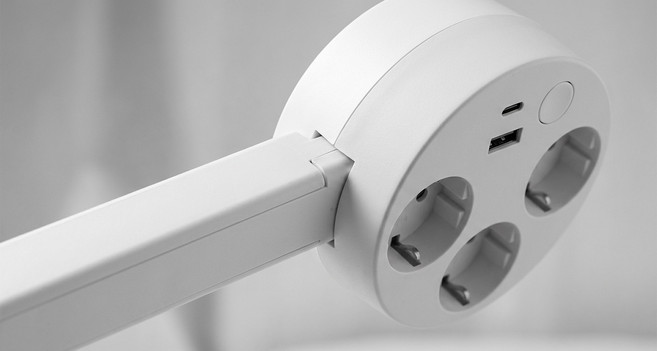 납작머리멀티탭 c타입콘센트 벽면 납작한멀티탭 3구 회전형, 화이트, 1개, 47cm