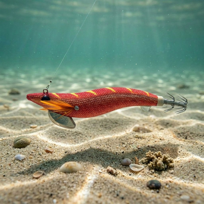 루바치 무늬오징어 낚시 브라운 에기 UV야광 선상 캐스팅 1개