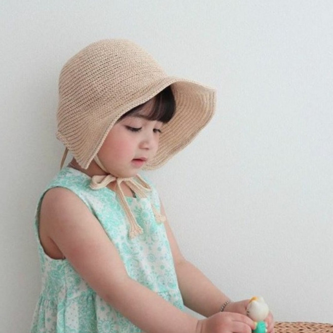 [국내산] 여아 레이스 모자 주니어 초등학생 여성 휴가모자 밀짚모자 라피아모자 라탄모자 보넷