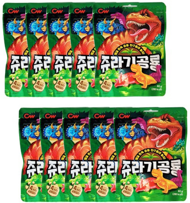 청우식품 쥬라기 공룡젤리 80g 과일맛, 10개