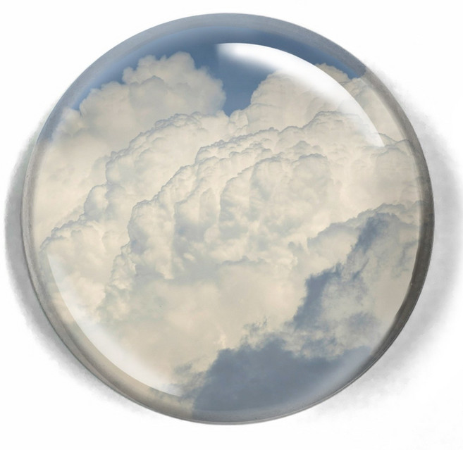 르웨이 크리스탈 유리 반구 사각 오브제 문진 15종, 뭉게구름