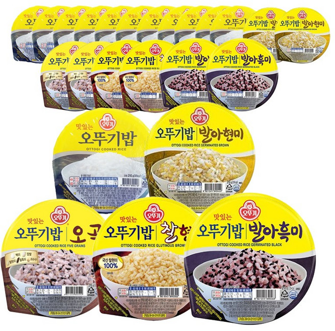 [햇살마중] 오뚜기밥 210g 5종 ( 백미 12p입 +발아현미 3입 +오곡 3입 + 발아흑미 3입 + 찰현미 3입 )