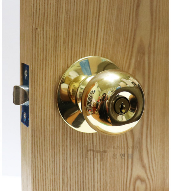 Wing 8300G 원형 방문 손잡이 PB(금색) 침실용, 1개