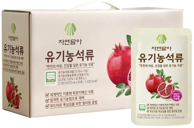 자연담아 유기농 석류즙100% 식품첨가물0%, 30개, 70ml - 쿠팡