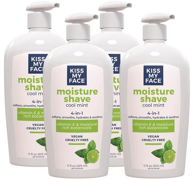 키스 마이 페이스 무향 수분 면도기 4 in 1 면도 크림 크루얼티 프리 올리브 오일과 알로에 잎 추출물 비타민 E 리치 11 플로 오즈 펌프 병 추가, Mint - 쿠팡
