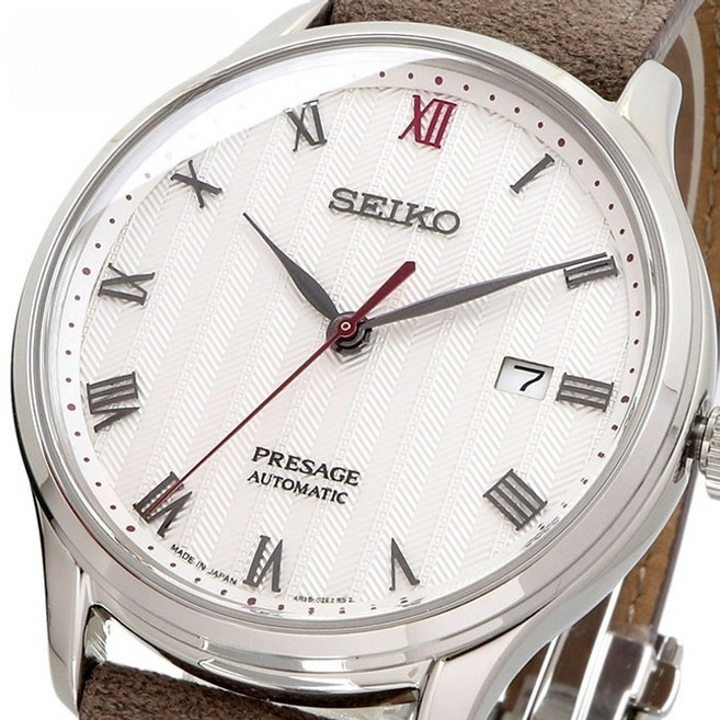 세이코 프레사지 오토매틱 남성 가죽 시계 SRPG25J1