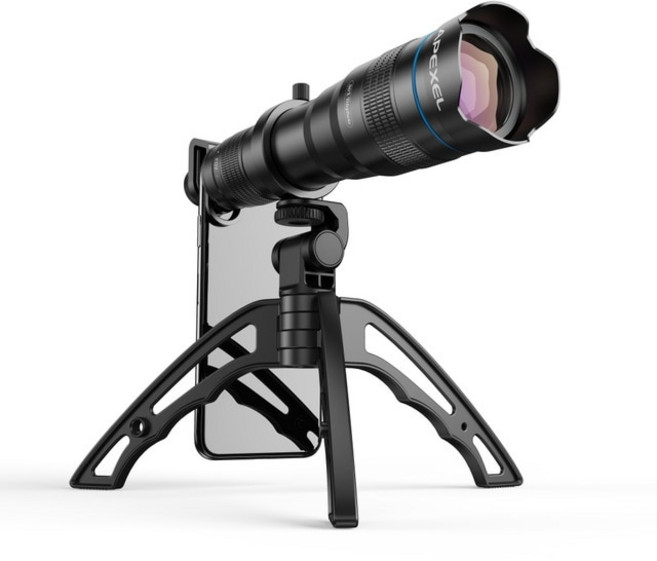 줌카메라 APEXEL HD 36X 전화 렌즈 카메라 망원 줌 단안 모든 스마트폰용 원격 셔터 포함 셀카 삼각대, 삼각대와 함께