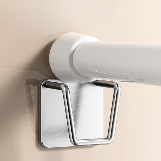 접착식브라켓 압축봉거치대 무타공커튼브라켓 압축봉홀더, 1개, 실버