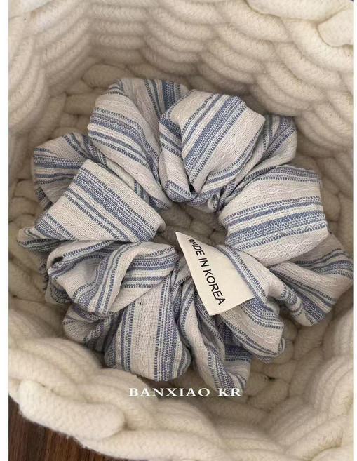 [ 4 P 1세트 ] 곱창 스트라이트 왕 머리끈 55 # 마 실크 헤어슈슈 패턴 스크런치 31