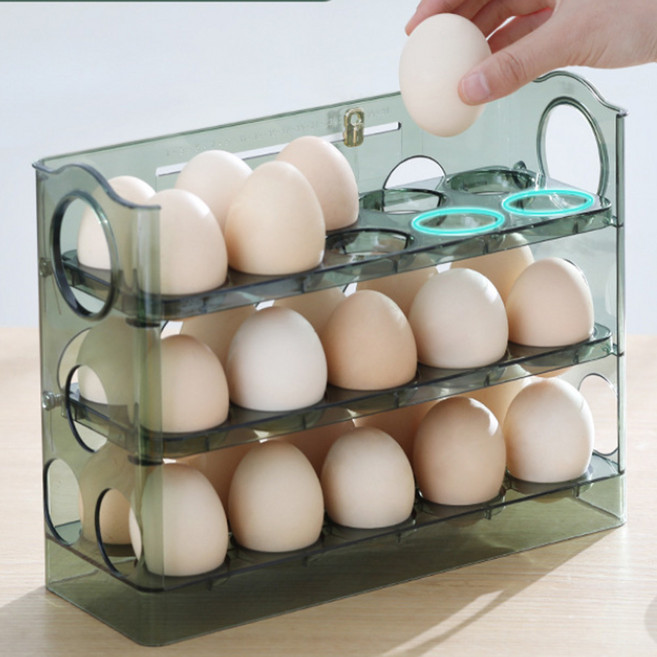 대용량 싱싱 30구 달걀보관함 계란보관함 유통기한확인 달걀트레이, 1개, No.01 3단 30구 계란보관함
