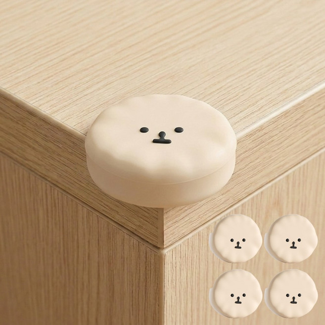 드로우앳 구름 강아지 코너 모서리 보호대, 4개, 베이지
