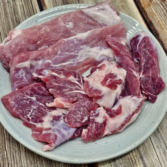 국내산 산청 지리산 흑돼지 뒷고기모듬 짜투리고기 뒷고기 돼지고기, 1개, 500g