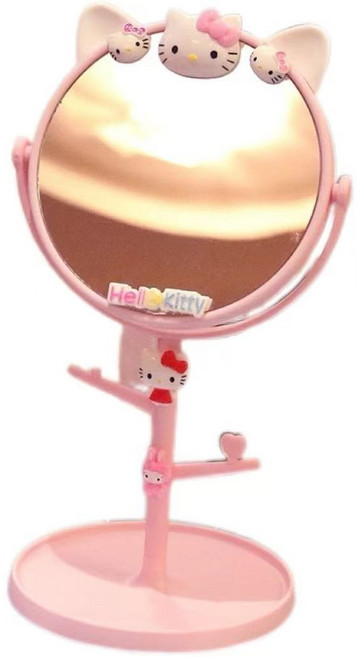 헬로키티 탁상거울 화장대 조명 LED 메이크업 원형 거울, A