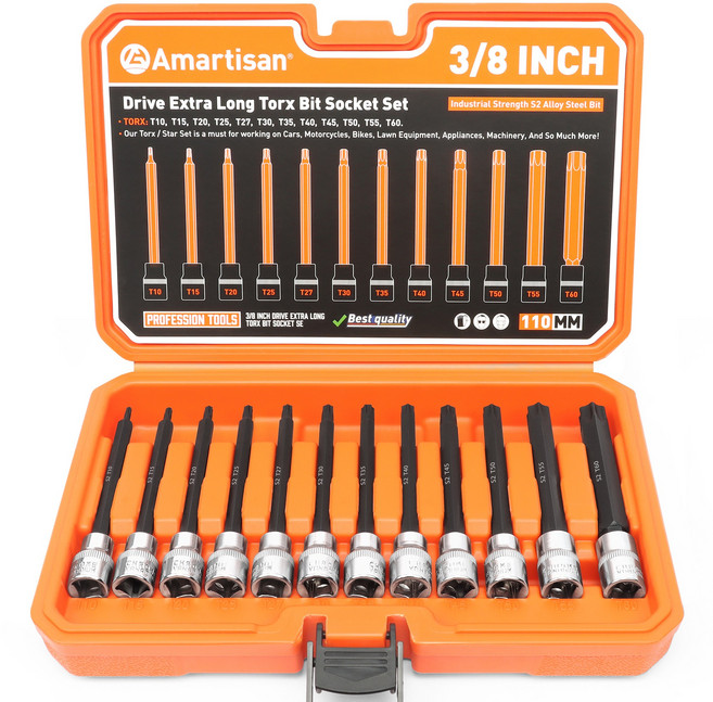 공구PXJ 12pc 롱(110mm) 별비트소켓 3/8 T10-T60, 1세트