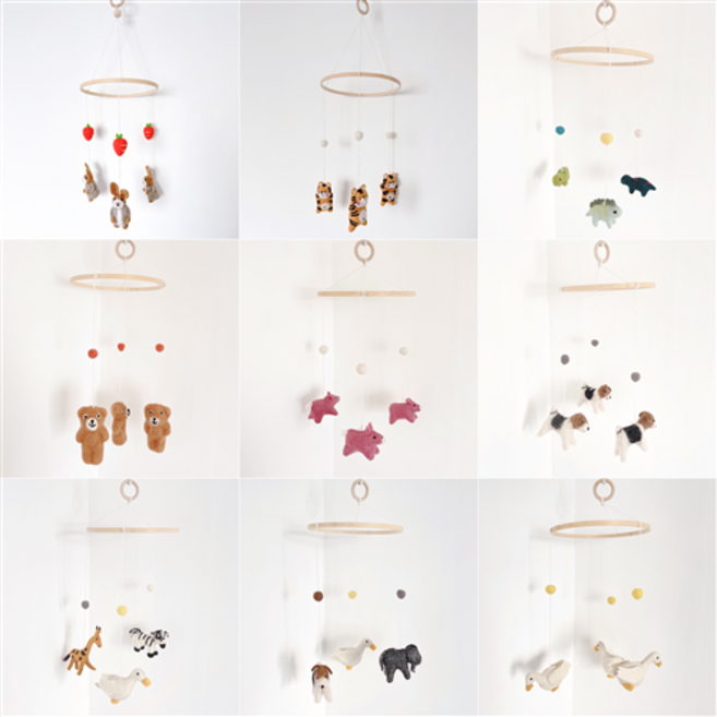 바이에스컴퍼니 양모 모빌 만들기 DIY 키트 임신 출산 선물 태교 아기방꾸미기 감성소품, 곰, 1개