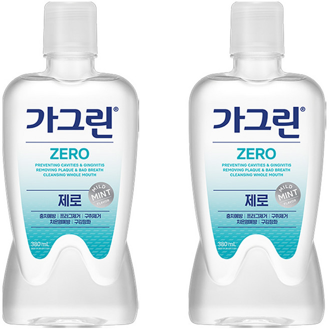 가그린 제로 구강청결제, 380ml, 2개