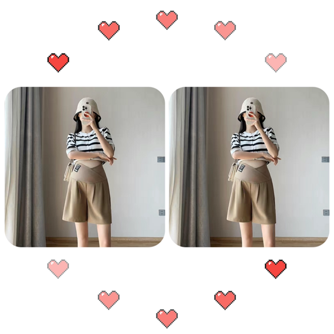 1+1 임산부 반바지 봄 여름 캐주얼 하이웨스트 바지 임부 패션 와이드 5부 팬츠 임부복 빅사이즈 WMY