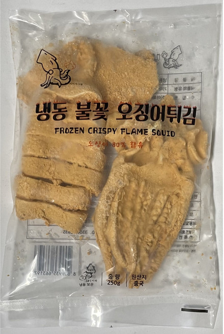 통살 오징어튀김 250g 330g 튀김용 대용량 분식집 안주 간식 불꽃오징어, 1개