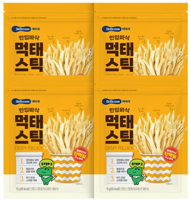 베베쿡 한입 바삭 먹태스틱, 먹태맛, 15g, 4개