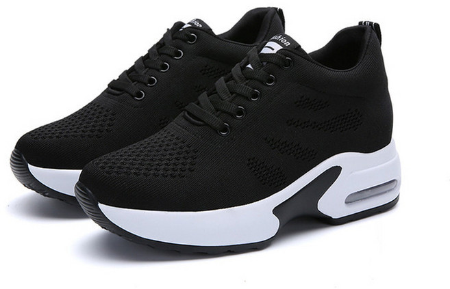 지디오 여성 가죽 키높이 운동화 9CM 메쉬 무지 스니커즈