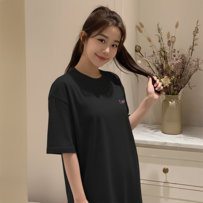 데일로엔 여성 여름 오버핏 레터링 반팔 이너 데일리 티셔츠