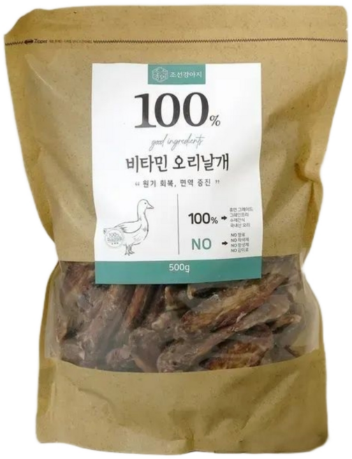 조선강아지 대용량 국산 강아지 수제간식, 비타민 오리날개, 500g, 1개