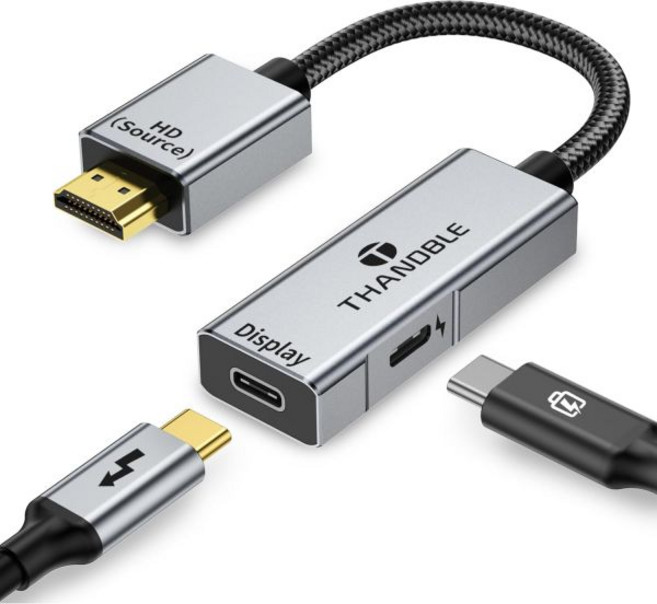THANDBLE 비디오컨버터 HDMI에서 USB C 어댑터 4K60Hz 휴대용 모니터용 단방향 HDMI 남성출처에서 여성디스플레이 AR 글래스 XREAL One/Air 2 Pr, THANDBLE 비디오컨버터 HDMI에서 USB C 어