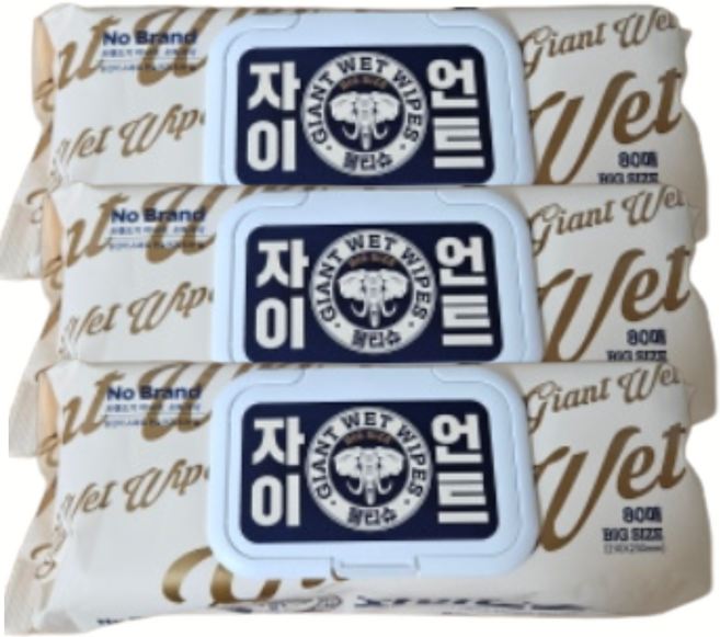 노브랜드 자이언트 물티슈 80매 빅사이즈물티슈, 80매입, 3개