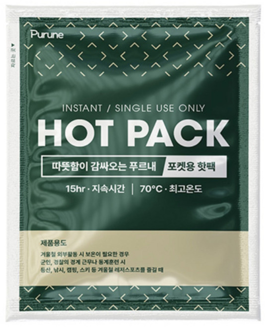 푸르내 포켓용 핫팩 90g, 3개