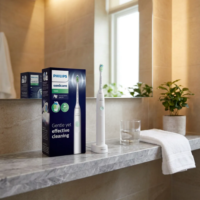필립스 소닉케어 1100 시리즈 전동칫솔, Ph/HX3641, (ONE COLOR)wh(다크화이트), 1개