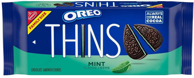 OREO Thins 민트 크림 초콜릿 샌드위치 쿠키 패밀리 사이즈 334g(11.5온스), 1개, 334g