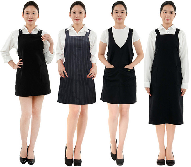 가르미르 베이직 앞치마 9종 / 미용실 카페 공방 각종 작업실 다용도 앞치마 (국내생산), 1개, 베이직 브이라인(블랙)