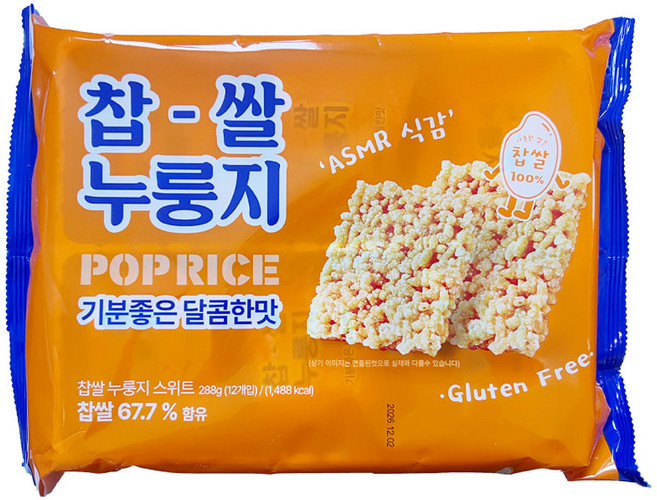 찹쌀 누룽지 스위트 팝 라이스 과자, 1개, 288g