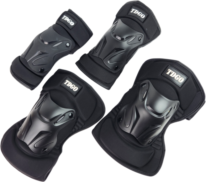 오토바이 보호대 세트 팔꿈치2p 무릎2p, 1세트, 블랙