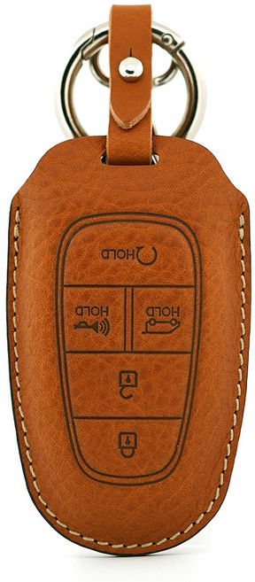 페레노 현대 스타리아 5버튼 스마트키 가죽케이스 PH12 키홀더 키링, 미네르바복스브라운