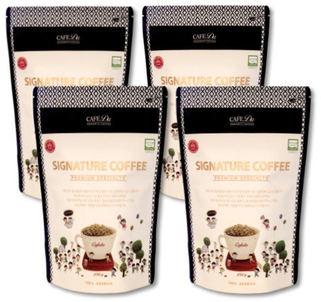 유기농 에스프레소 블렌드, 4개, 250g, 홀빈(분쇄안함)