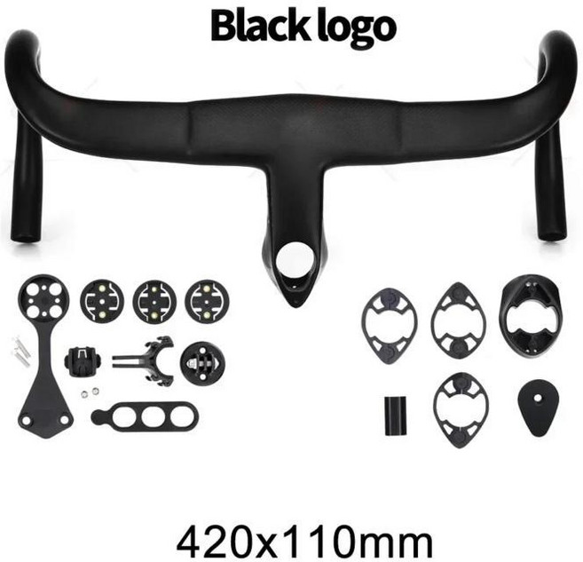 신형 카본 로드 바이크 핸들바 통합 에어로 컴퓨터 카메라 마운트 자전거용, 21. 420x110 black logo, 1개