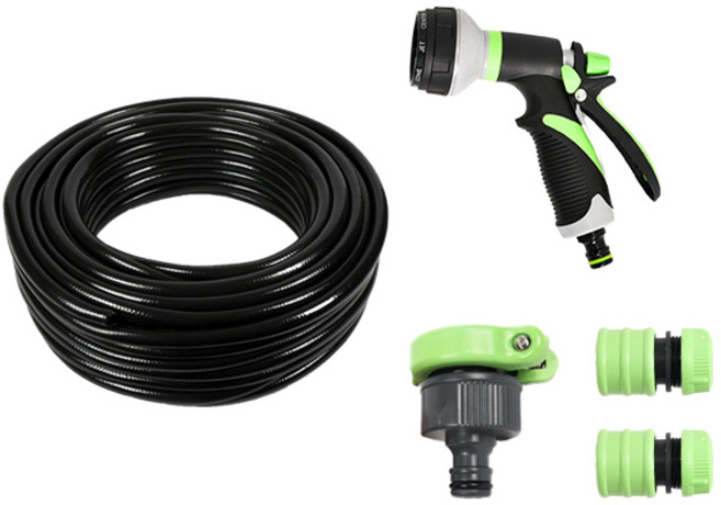 크린메이트 고압력 흑편사호스 50m+프리미엄 8타입 다기능분사기+꼬임방지컨넥터2P+수도컨텍터, 1개
