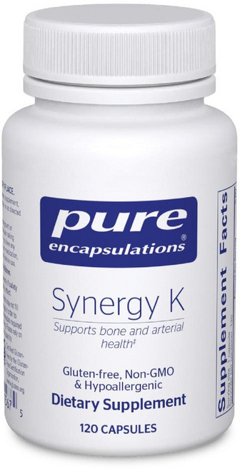Pure Encapsulations Synergy K - 비타민 K1 K2 D3 함유 뼈 칼슘 활용 콜레칼시페롤 포함 120 캡슐, 1개, 120정